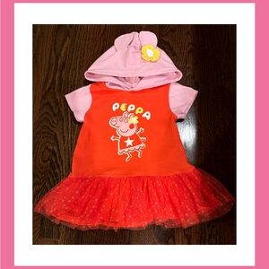 Peppa Pig Pink/Orange Hooded Shortsleeved Dress ~ Sz 4T